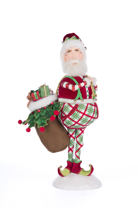 FIGURINA MOS CRACIUN PROSTUT CU SAC, ROSU/ALB, 37 CM