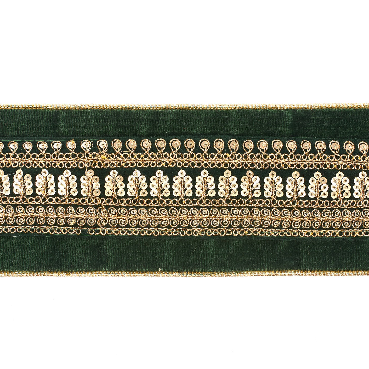 Panglica Decorativa de Craciun din Catifea Brodata cu Frunze struguri 10cm x 5m verde