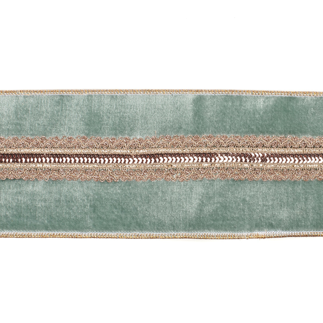 Panglica Decorativa De Craciun din Catifea cu paiete verde /auriu10cm x 5m