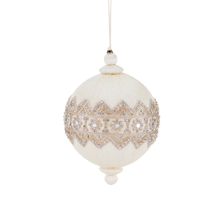 Glob de brad colectia jewel cu snur,pietricele cu efect de oglindire 15cm crem/șampanie
