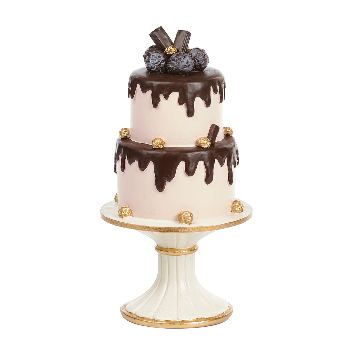 Prăjitură decorativă pe suport, roz/maro, 25,5 cm