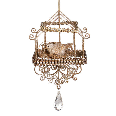 Glob pasare in colivie colectia jewel,auriu 19cm