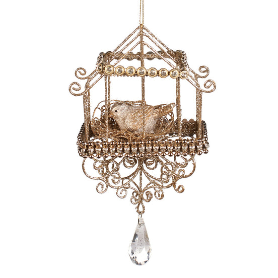 Glob pasare in colivie colectia jewel,auriu 19cm