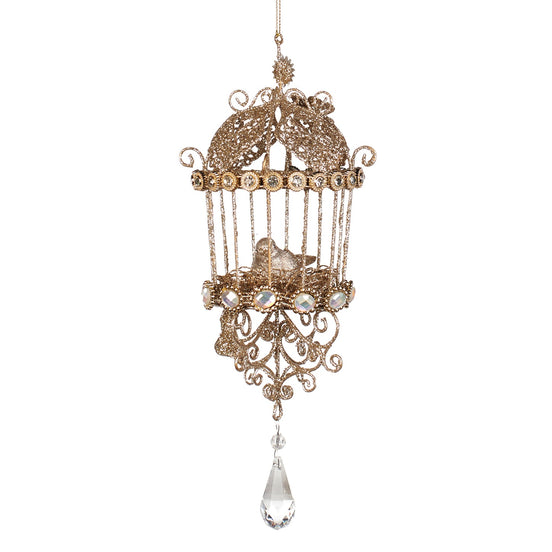 Glob pasare in colivie colectia jewel,auriu 23cm