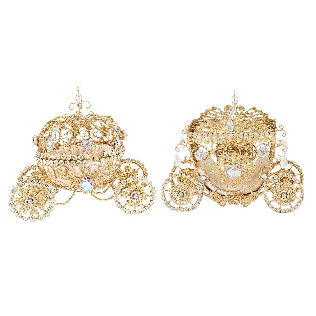 Set 2 trasuri metalice si cu tesut din colectia jewel, 19cm auriu