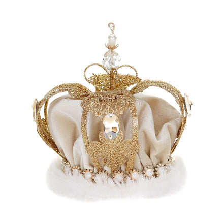 Coroana regala cu pietre,colectia jewel 16cm crem / auriu