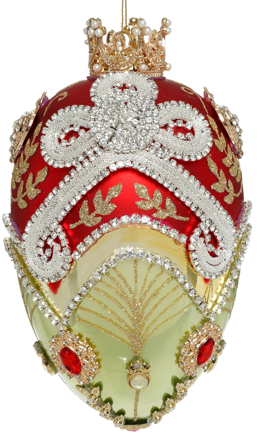 Glob de sticla ou faberge, colectia Mark Roberts,roșu/verde 18cm