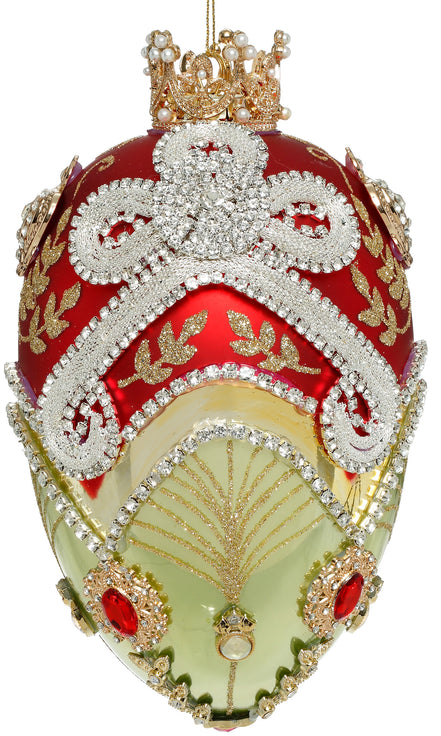 Glob de sticla ou faberge, colectia Mark Roberts,roșu/verde 18cm