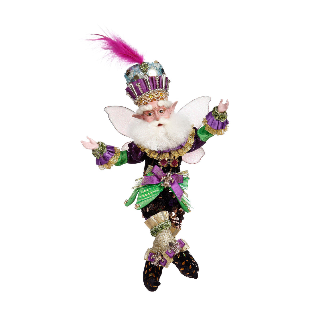 Spiriduș Mardi Gras mov/verde 28,5cm