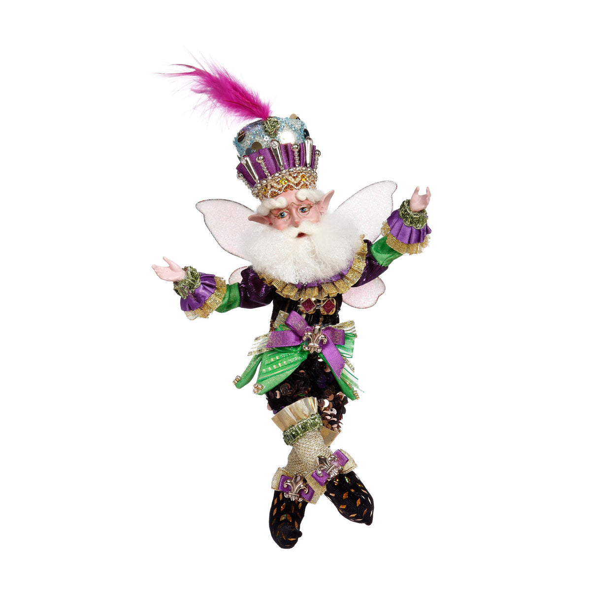 Spiriduș Mardi Gras mov/verde 28,5cm