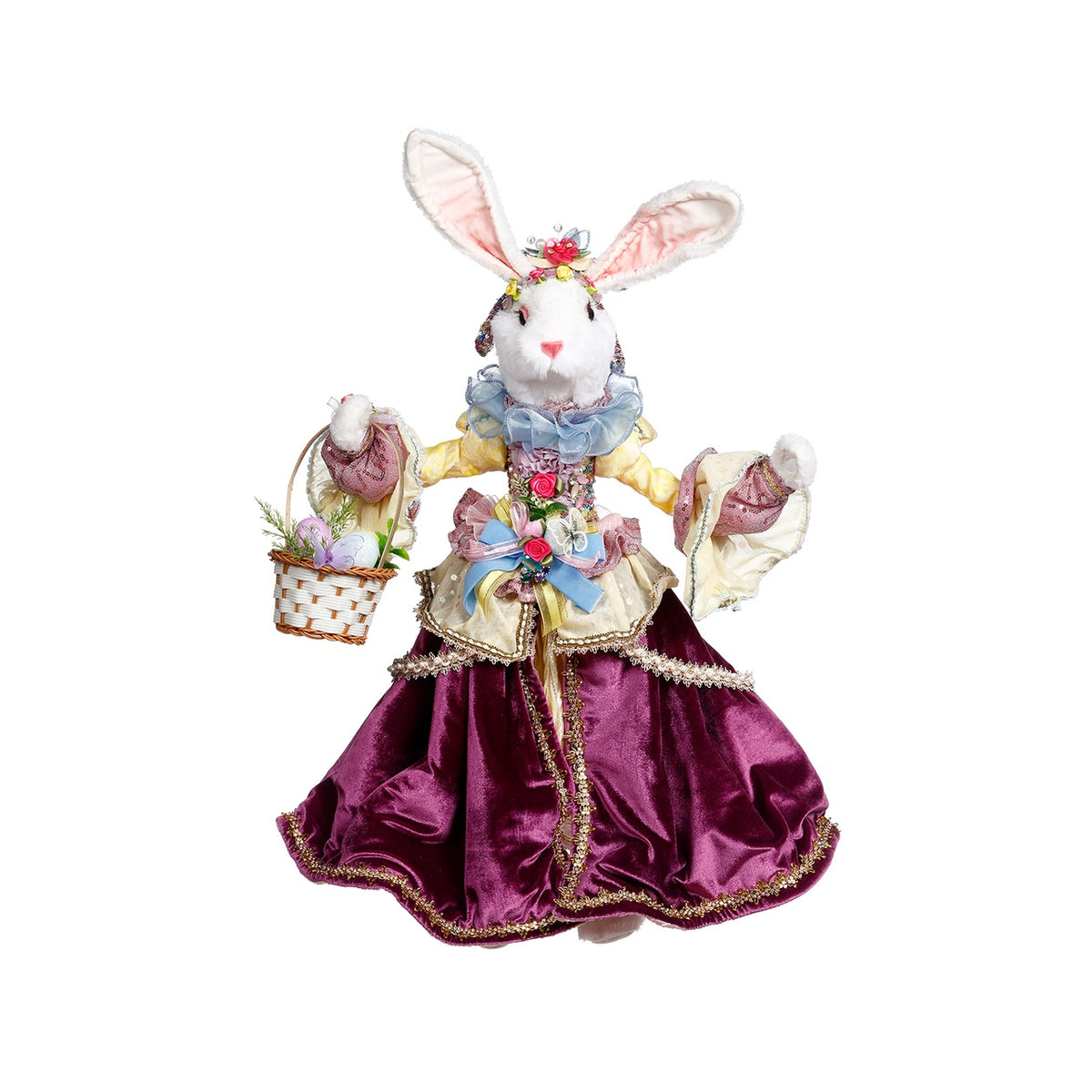 2 Iepuri, Domnul și Doamna Bumbăcel mov/galben 66cm