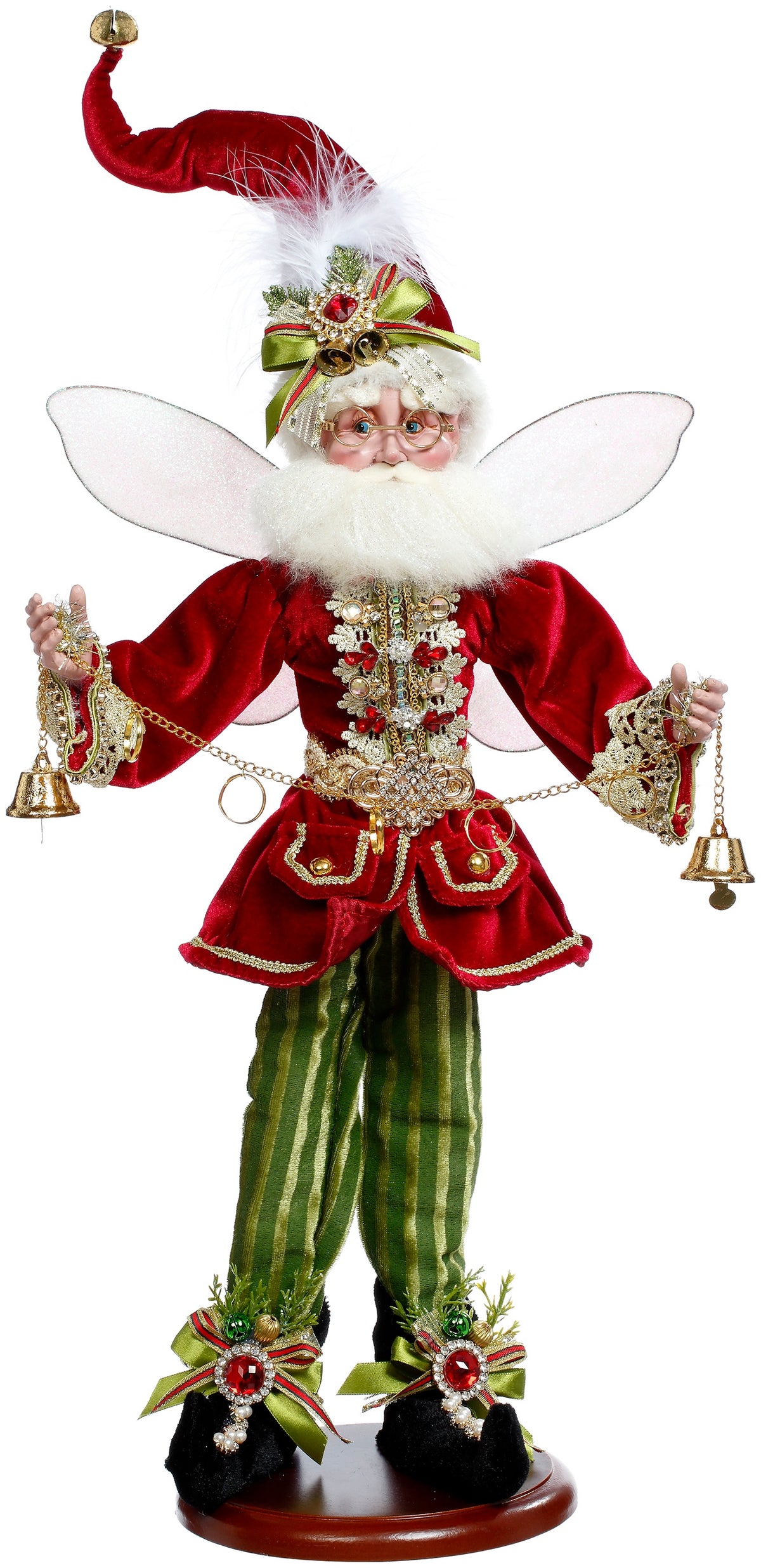 Figurină decorativă Santa Fairy pe bază, burgundy-auriu, 53,5 cm