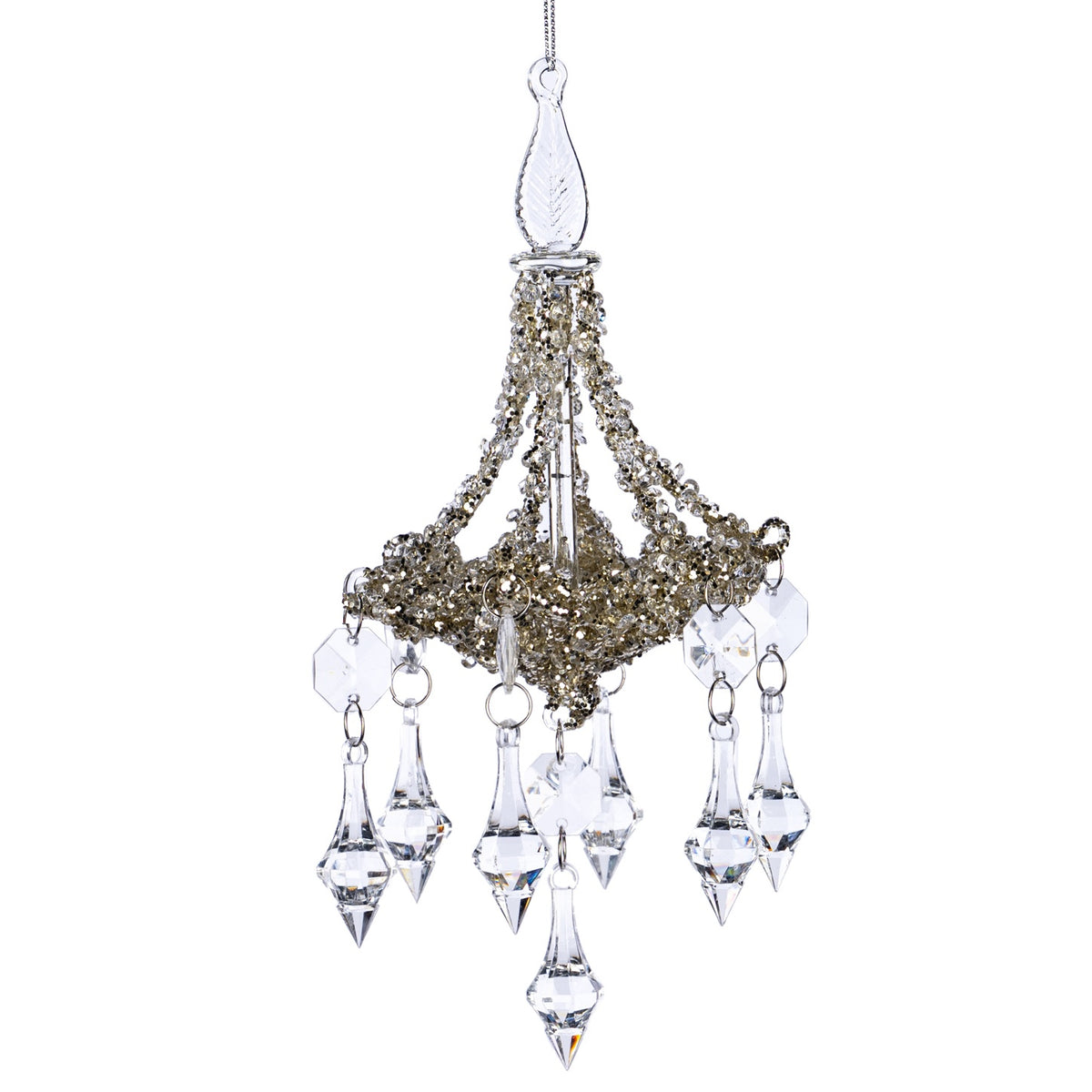 Glob de sticla fig candelabru 23cm șampanie/transparent