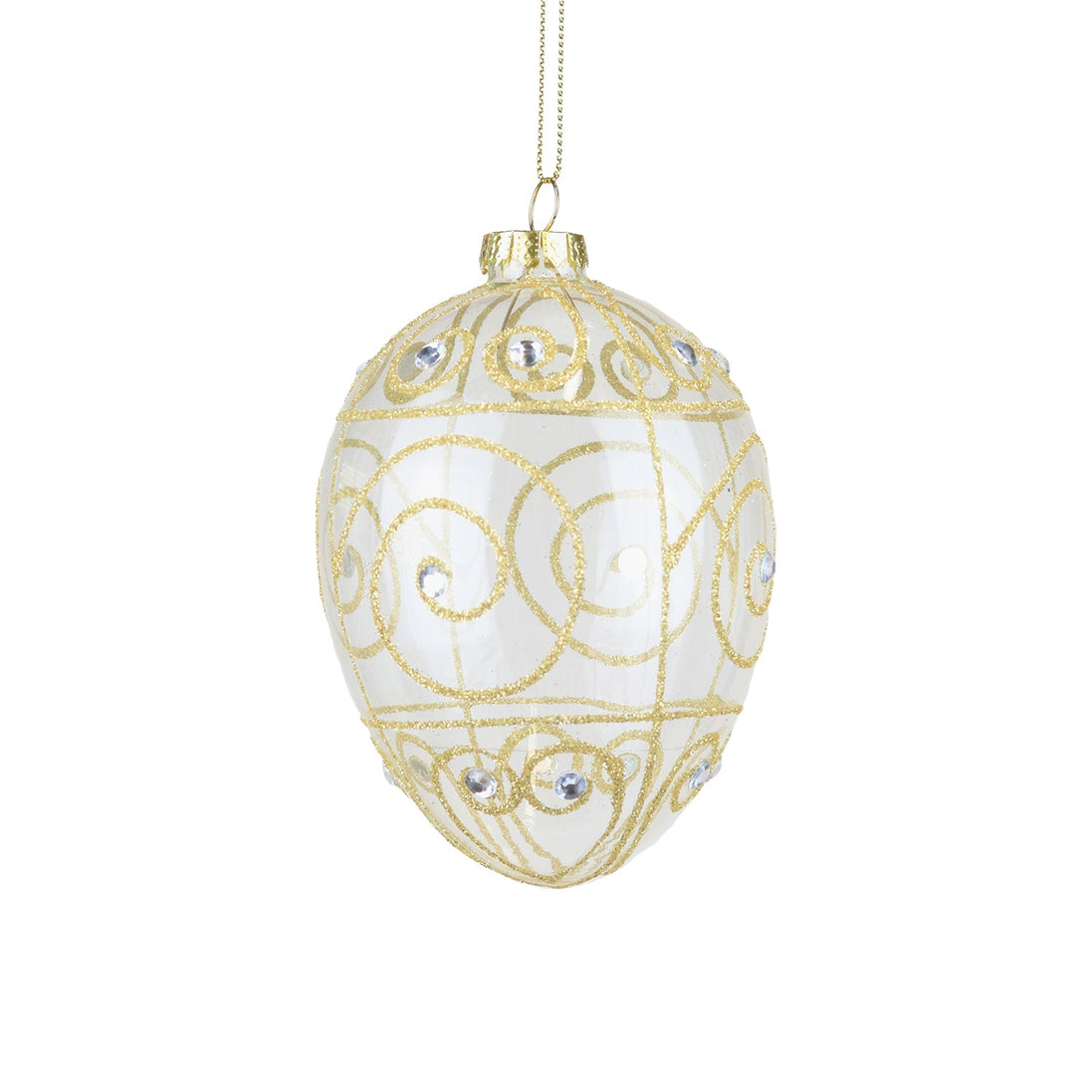 Ou din sticlă cu model spirală auriu/transparent 12cm