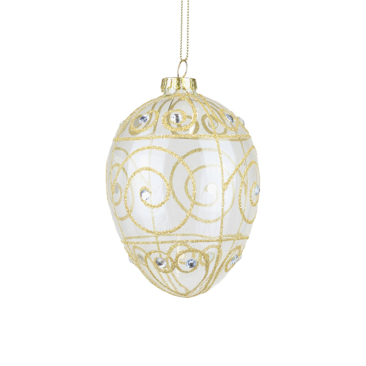 Ou din sticlă cu model spirală auriu/transparent 12cm