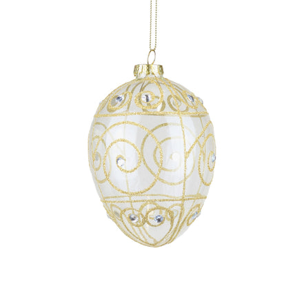 Ou din sticlă cu model spirală auriu/transparent 12cm