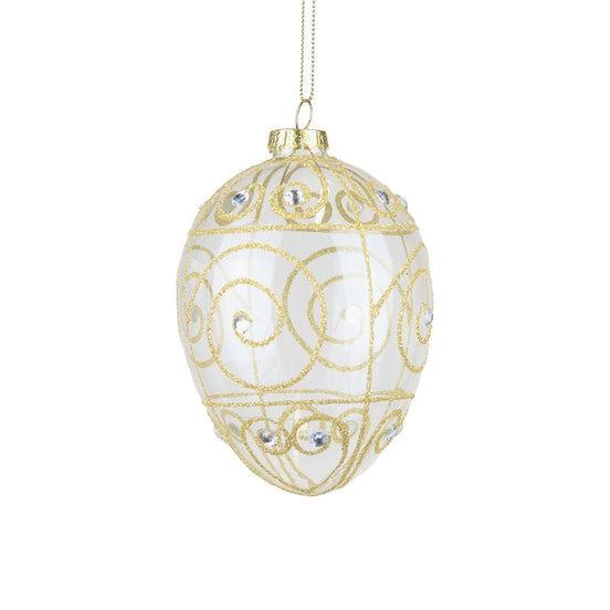 Ou din sticlă cu model spirală auriu/transparent 12cm