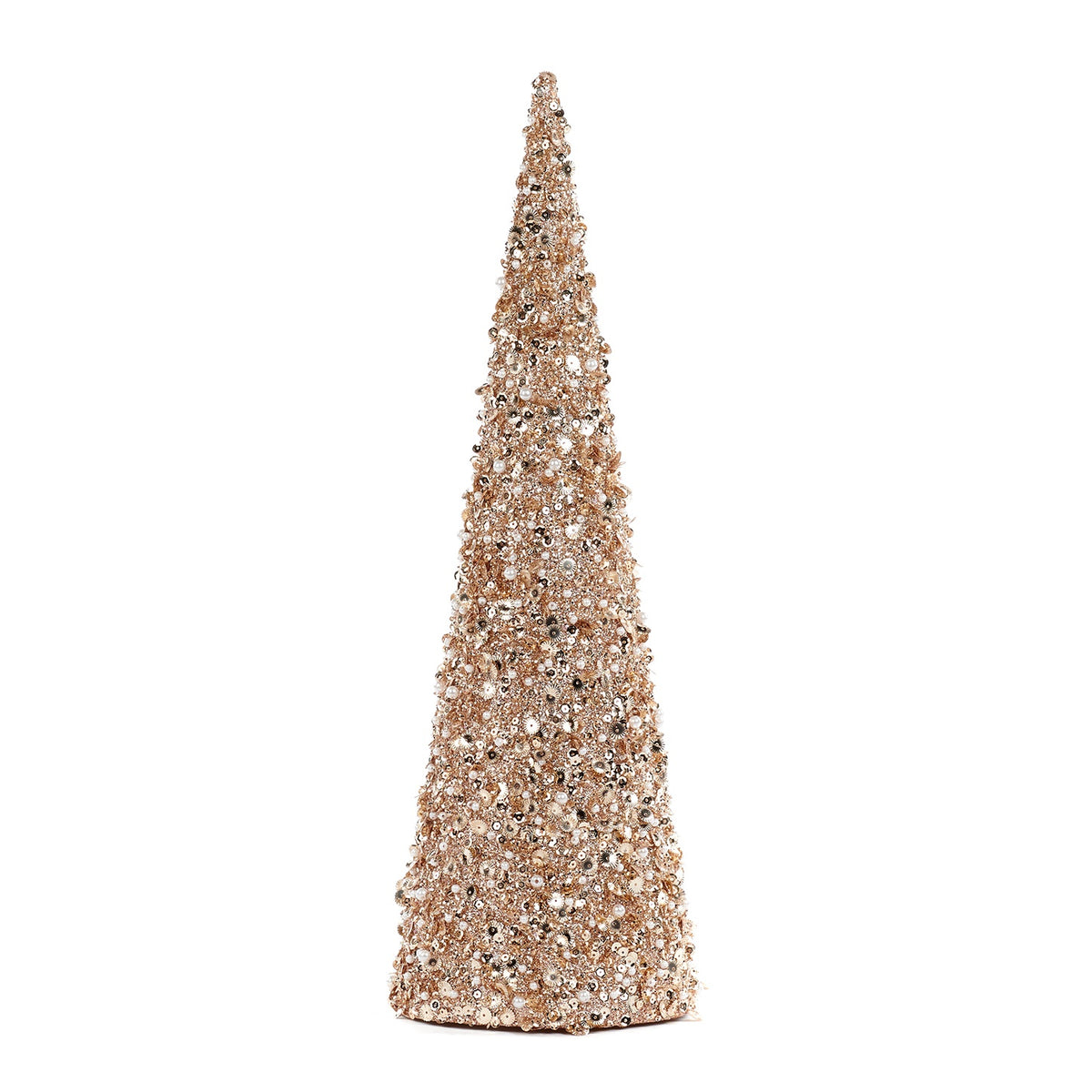 Bradut con decorativ cu paiete si perle auriu 43cm