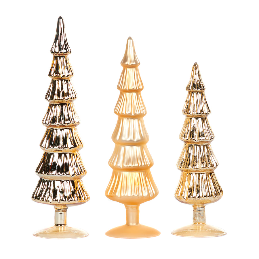 Set 3 braduti decorativi din sticla, 36cm auriu