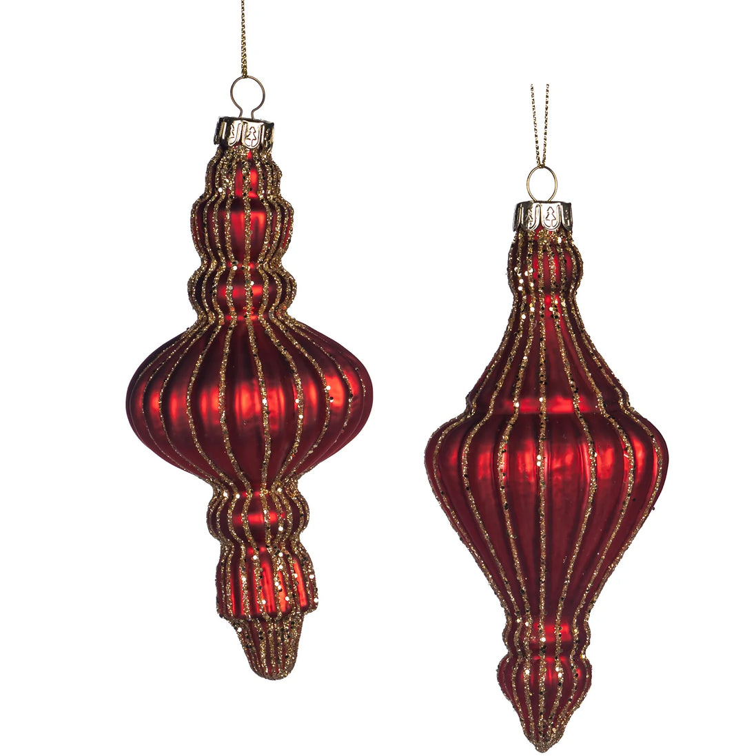 Globuri rosi sticla 3D cu glitter auriu , 15 cm , set 2 buc