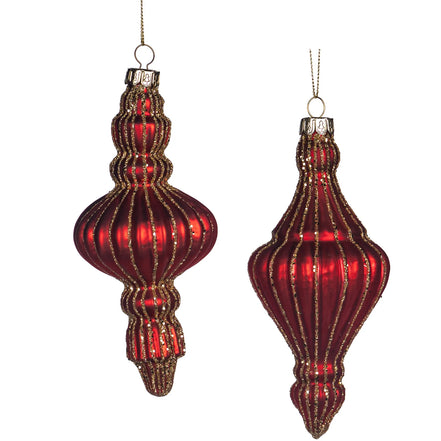 Globuri rosi sticla 3D cu glitter auriu , 15 cm , set 2 buc