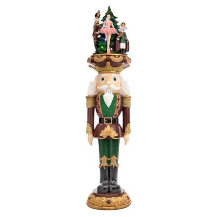 Spărgător de nuci cu brad luminos, roșu/verde, 95 cm