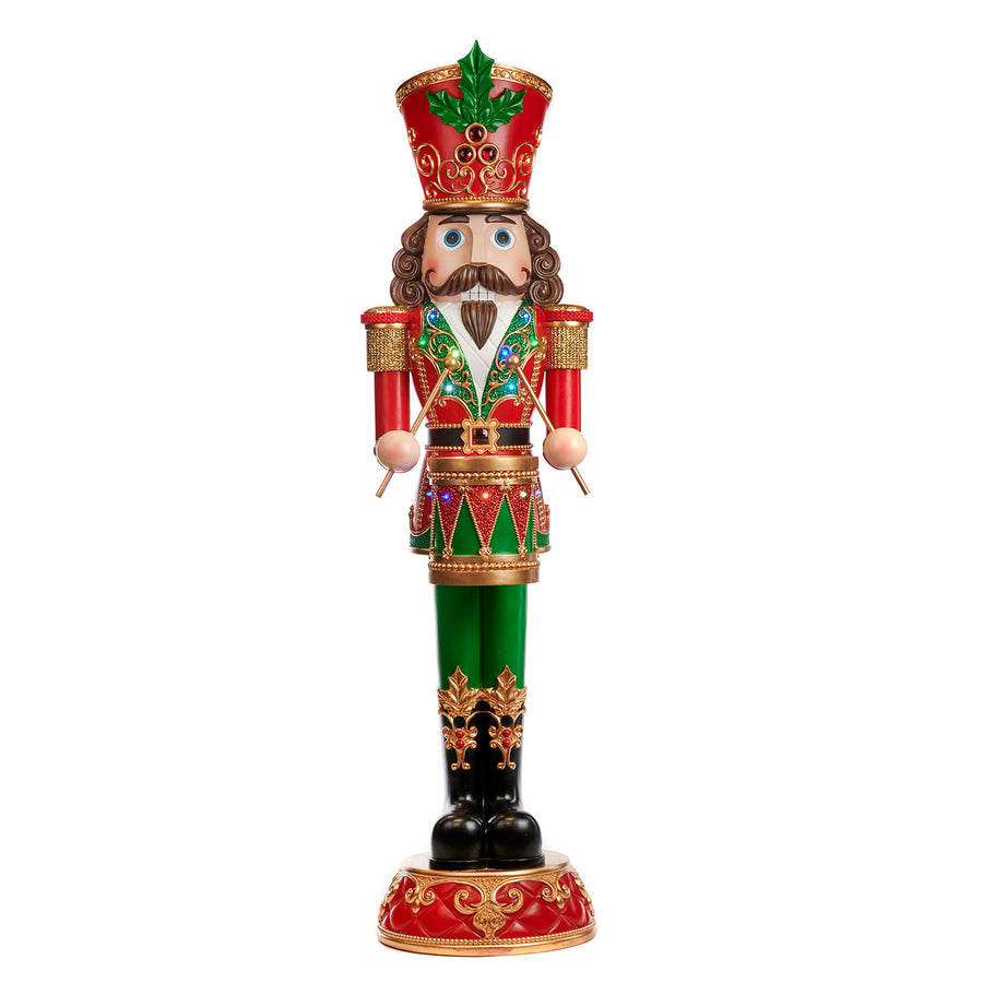 Spărgător de nuci decorativ luminos pe suport, alb/auriu, 145.5cm