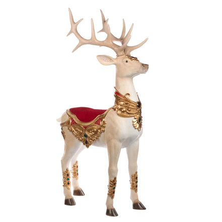 Ren decorativ cu șa roșie și detalii, auriu, 127cm