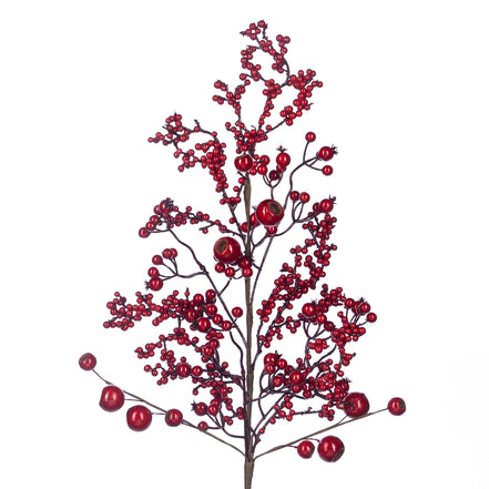 Ramură decorativă cu bobițe roșii, 85 cm