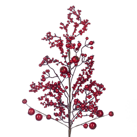 Ramură decorativă cu bobițe roșii, 85 cm