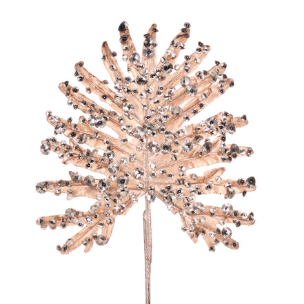 Frunza de palmier tropical cu paiete efect metalic aurie 63cm