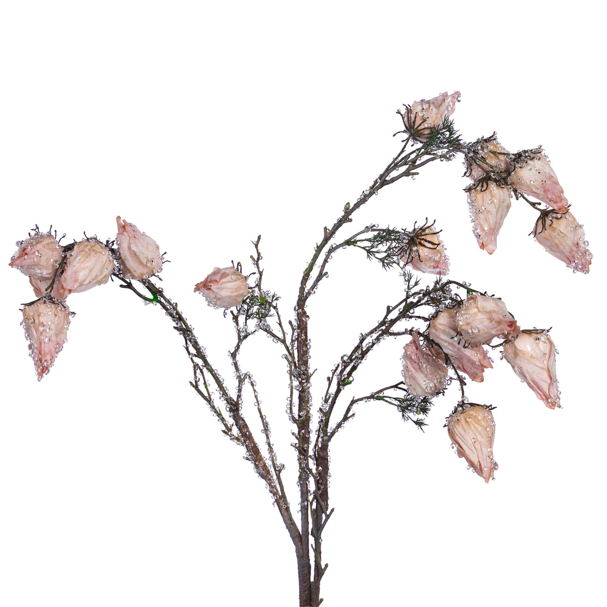 Ramură decorativă crem cu muguri, crem, 118cm
