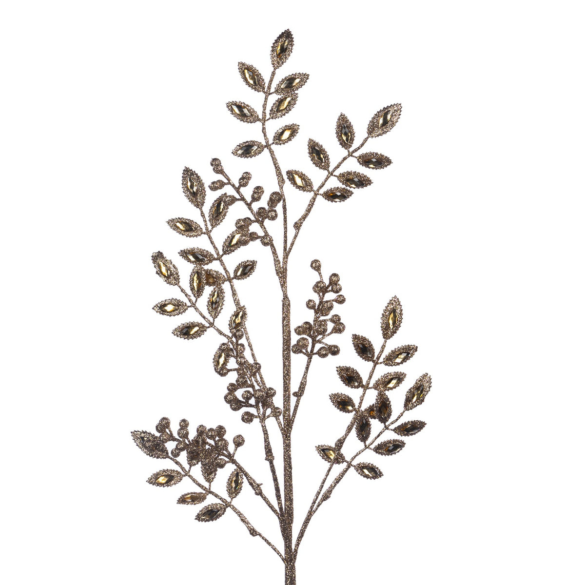 Ramură decorativa cu pietricele din colectia Jewel, auriu/șampanie, 76cm