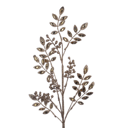 Ramură decorativa cu pietricele din colectia Jewel, auriu/șampanie, 76cm