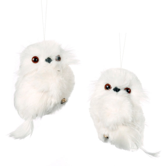 Set 2 bufnite cu blanita, alb, 11cm