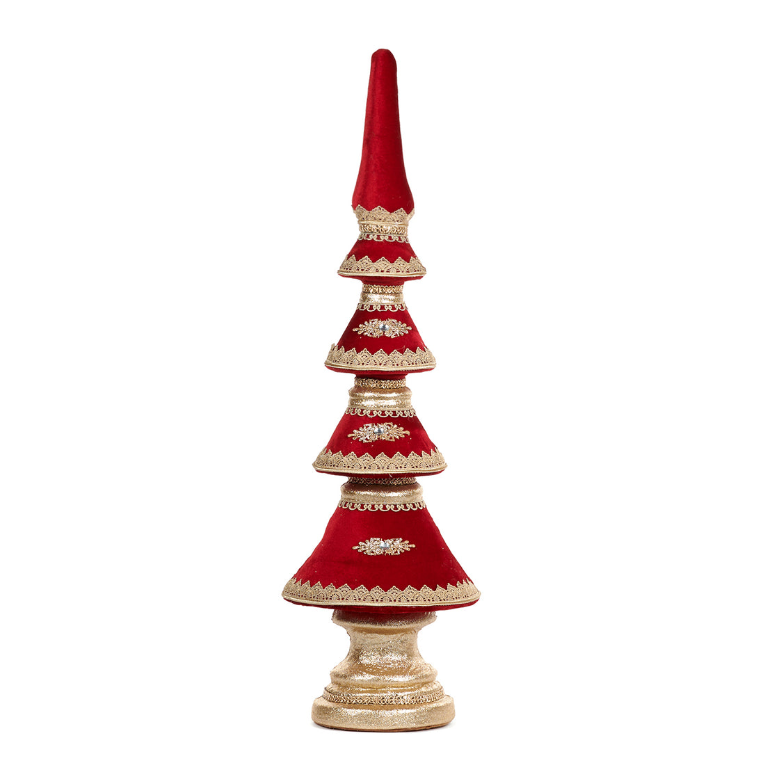 Brad Decorativ din Catifea si Snur burgundy /auriu 97cm