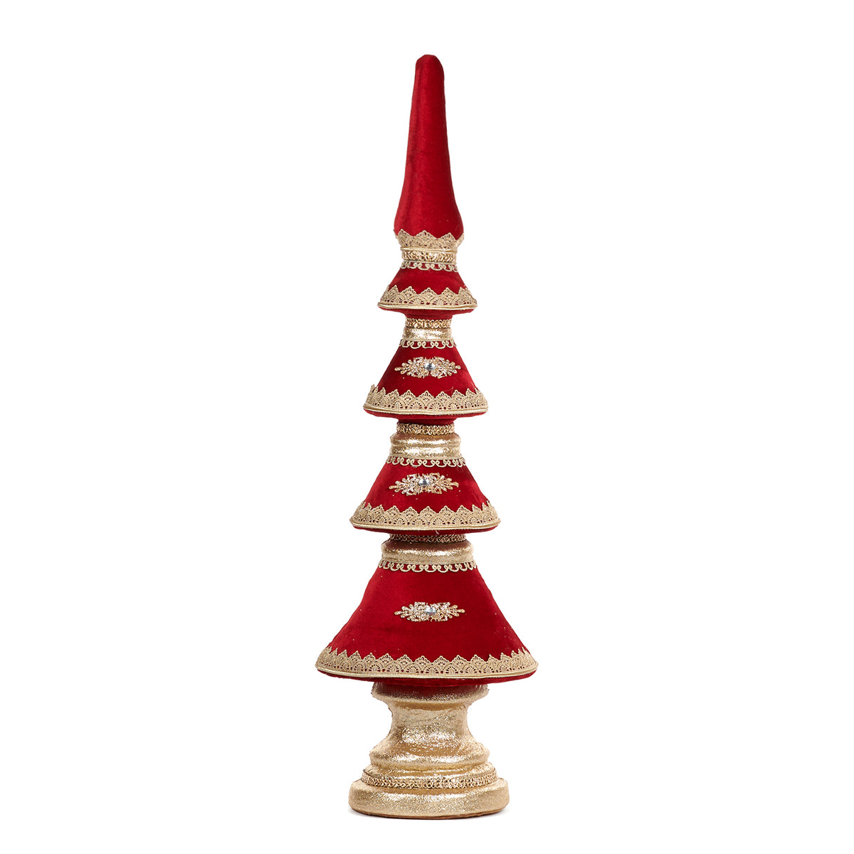 Brad Decorativ din Catifea si Snur burgundy /auriu 97cm