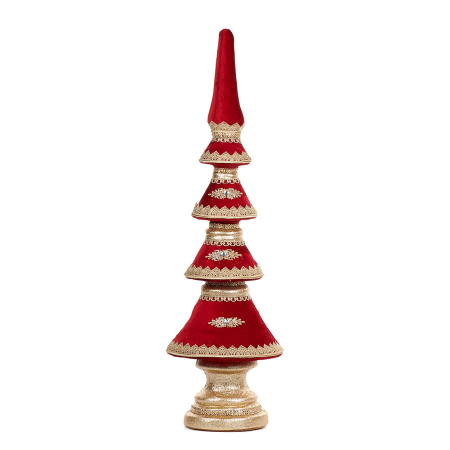 Brad Decorativ din Catifea si Snur burgundy /auriu 97cm