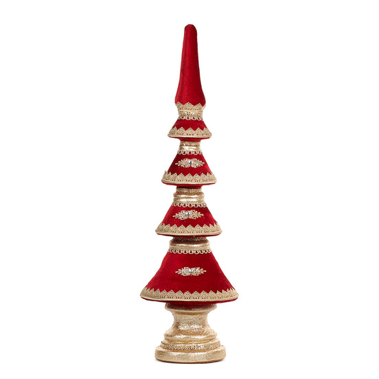 Brad Decorativ din Catifea si Snur burgundy /auriu 97cm