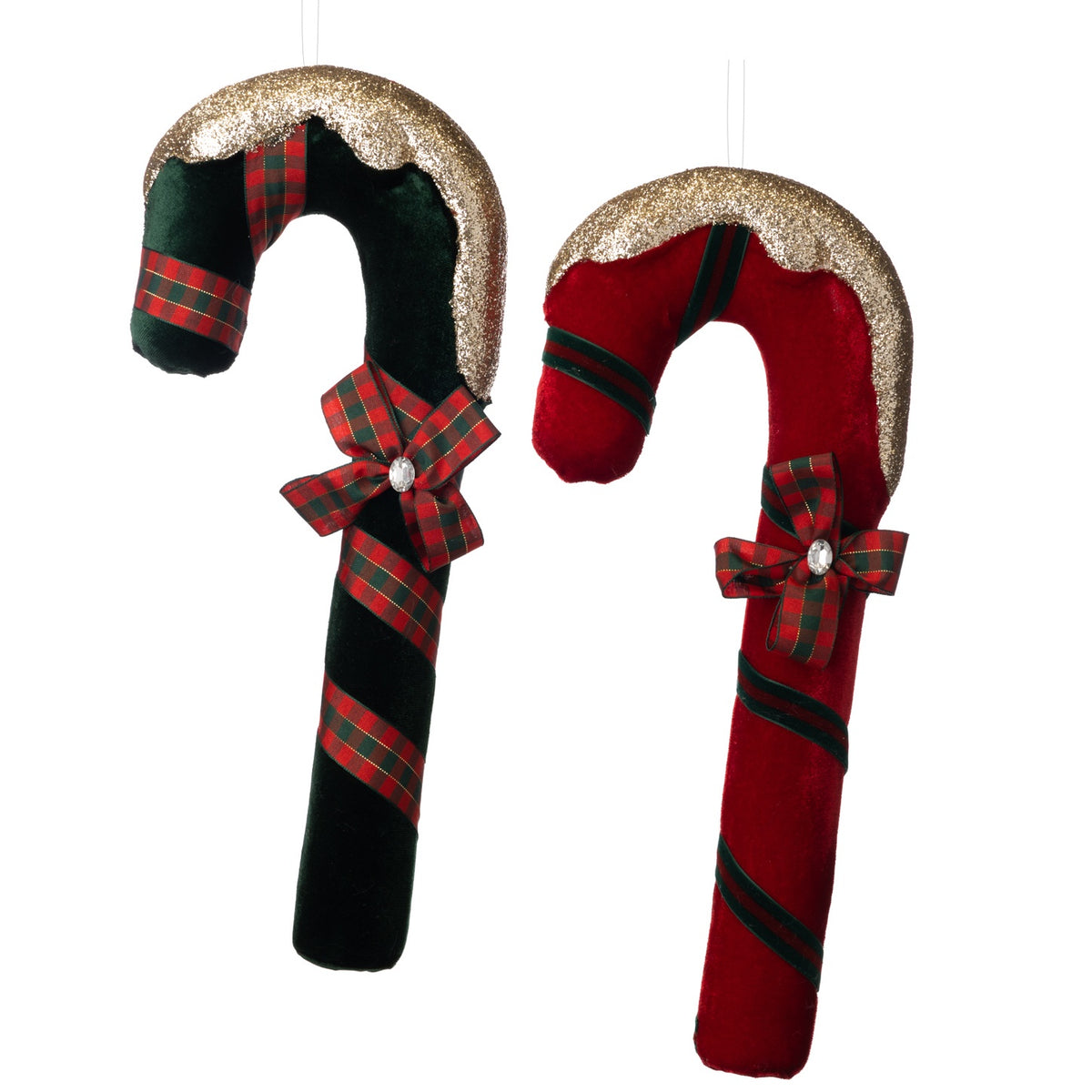 Set 2 bastoane din tesut tip acadea, roșu/verde, 36cm