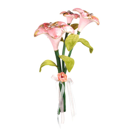 Buchet de flori artificial, brodat roz/verde 50cm