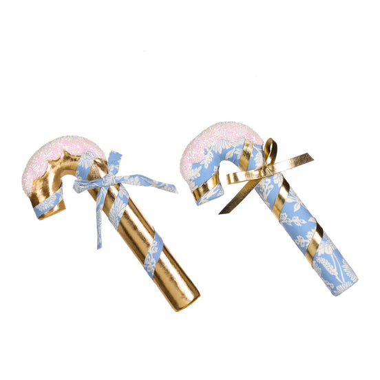Set 2 Acadele Ornament pentru brad albastru/auriu 23cm