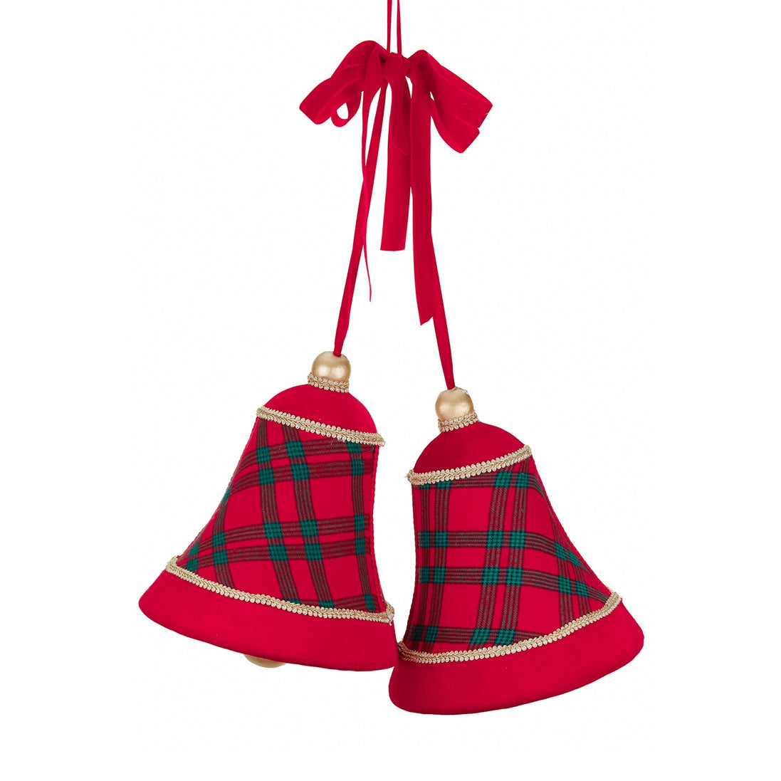 Clopotei de atarnat din tesut cu model tartan, roșu, 74 cm