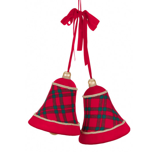 Clopotei de atarnat din tesut cu model tartan, roșu, 74 cm