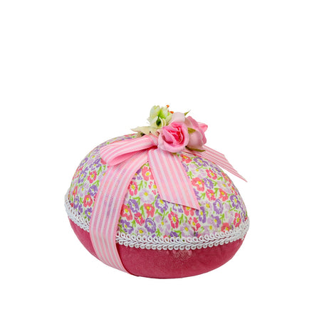 Ou cu model floral și fundiță roz/roșu 15cm