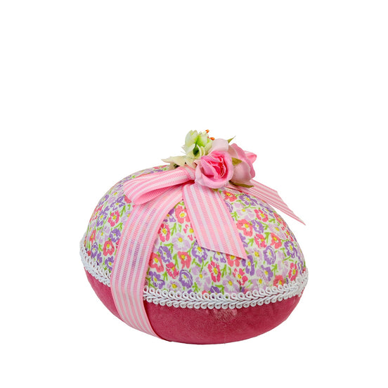 Ou cu model floral și fundiță roz/roșu 15cm