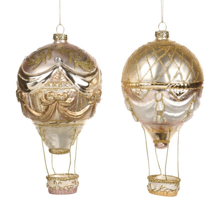 Set 2 Globuri balon cu aer cald , crem/auriu 16cm