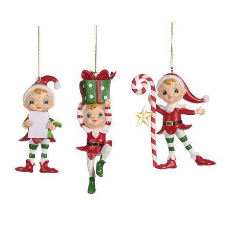 Set 3 Elfi ajutoarele lui Mos Craciun , rosu /alb 12cm