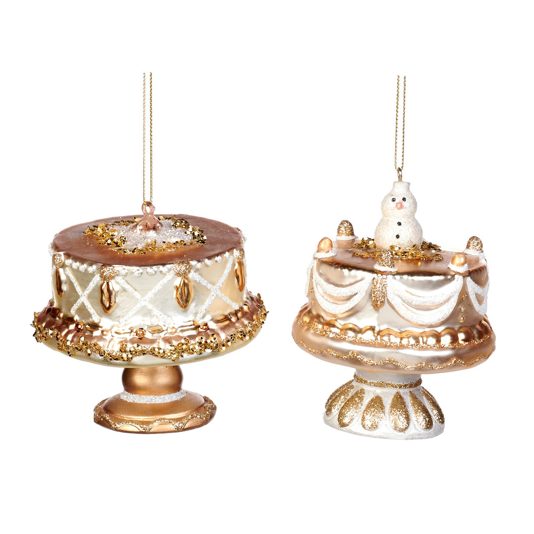 Set 2 Globuri tip Tortulet crem auriu 8.5cm