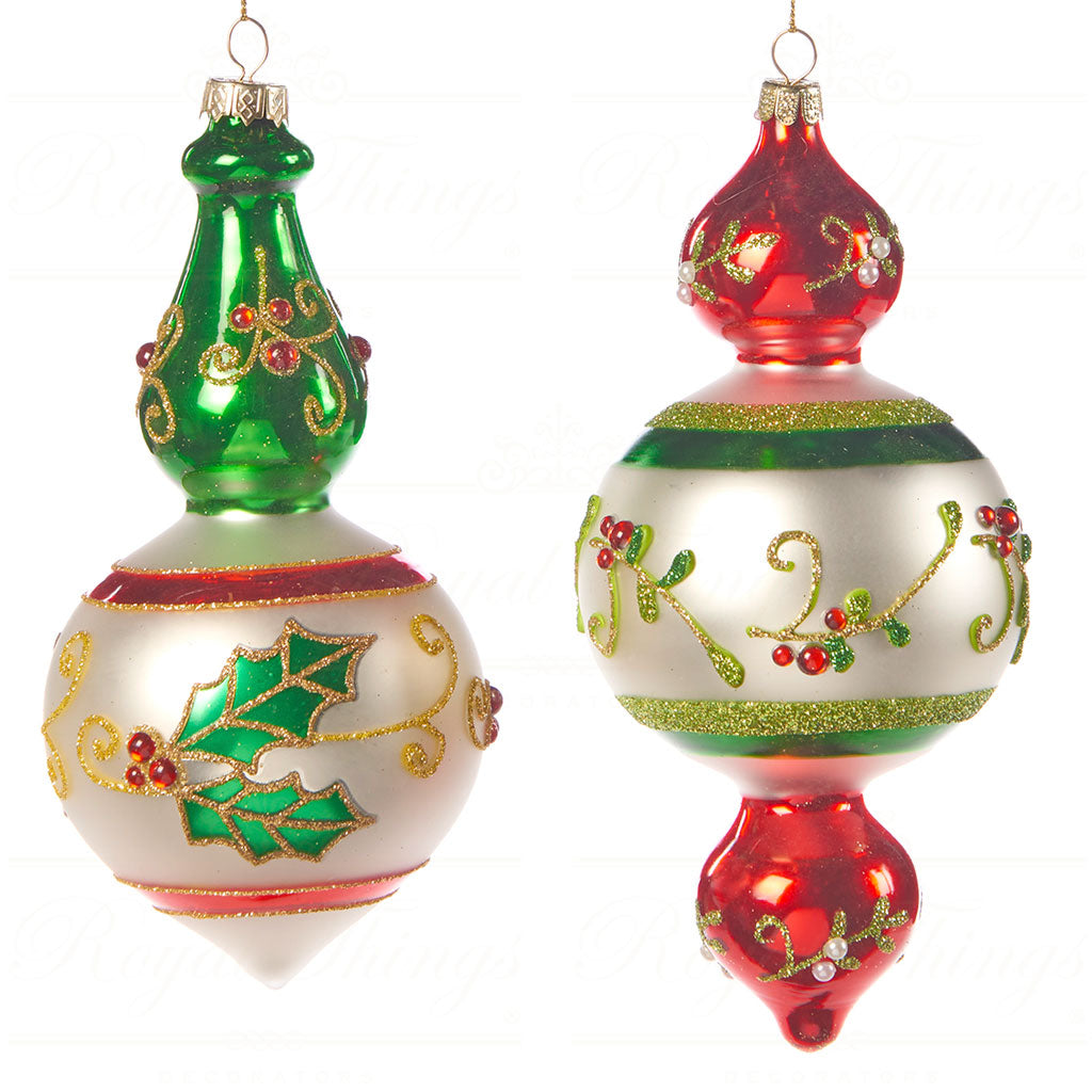 Set 2 globuri cu Vasc , rosu verde , 16cm